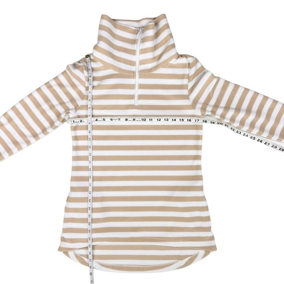 NWOT Dudley Stephens turtleneck zip white tan stripe fleece prospect pullover XS - Picture 15 of 16